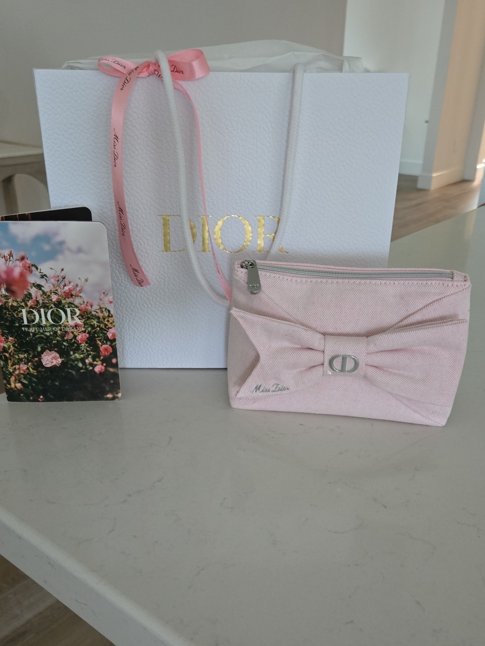 New never used DIOR BUNDLE MISS DIOR Bow Pouch Bag Dior Pink Bow Bag